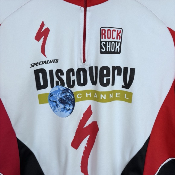 Cycling Race Shirt Size XXL Short Sleeve Specialized/ Discovery Red White - Picture 2 of 11